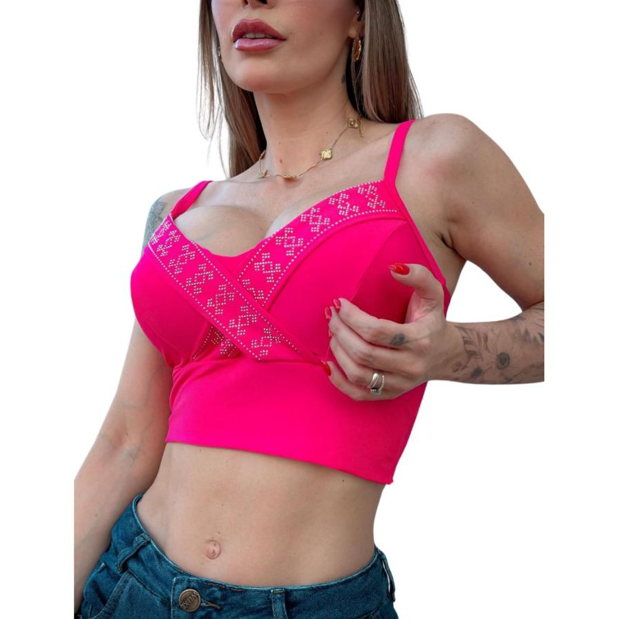 Crop Top Feminino com Bojo Blusa Suplex Light Cropped Moda Blogueira ...