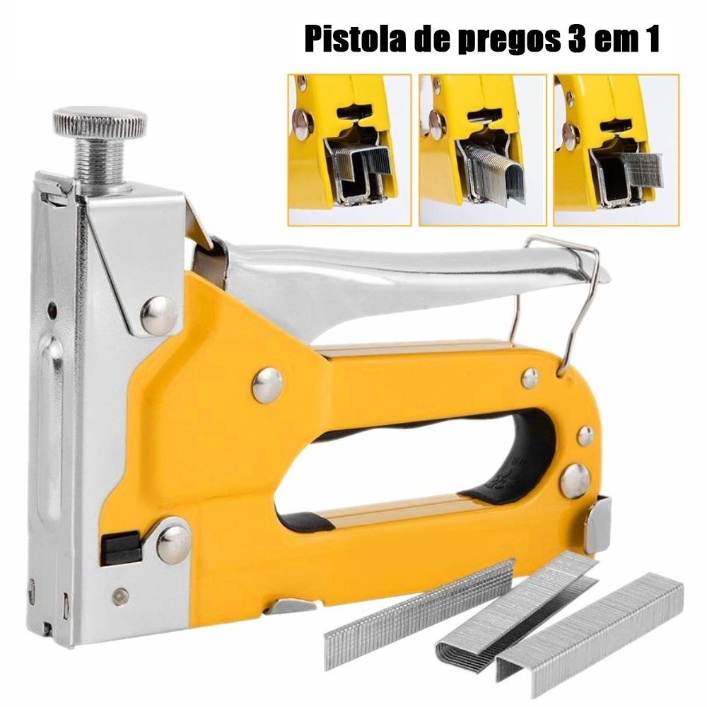 Grampeador De Tapeceiro Pinador 4-14mm Alta Pressão 3 Em 1 Durável Resistente Profissional+ ferramenta de grampeador 600