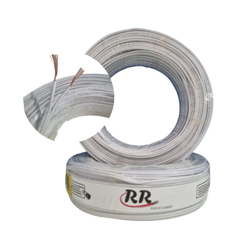 Fio Paralelo Flexível 2x1,5mm - 100 Metros Branco Cabo Elétrico 100m