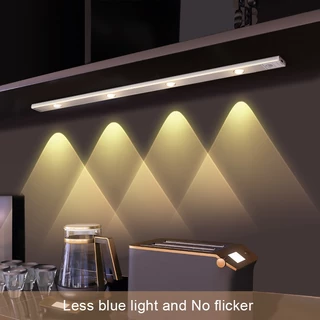 Ultra fino diodo emissor de luz 30/40/60cm armário lâmpada pir sensor de movimento sem fio usb recarregável luz