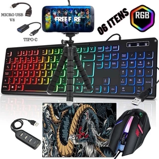 KIT Teclado Multimidia RGB Game Completo em Oferta na Shopee