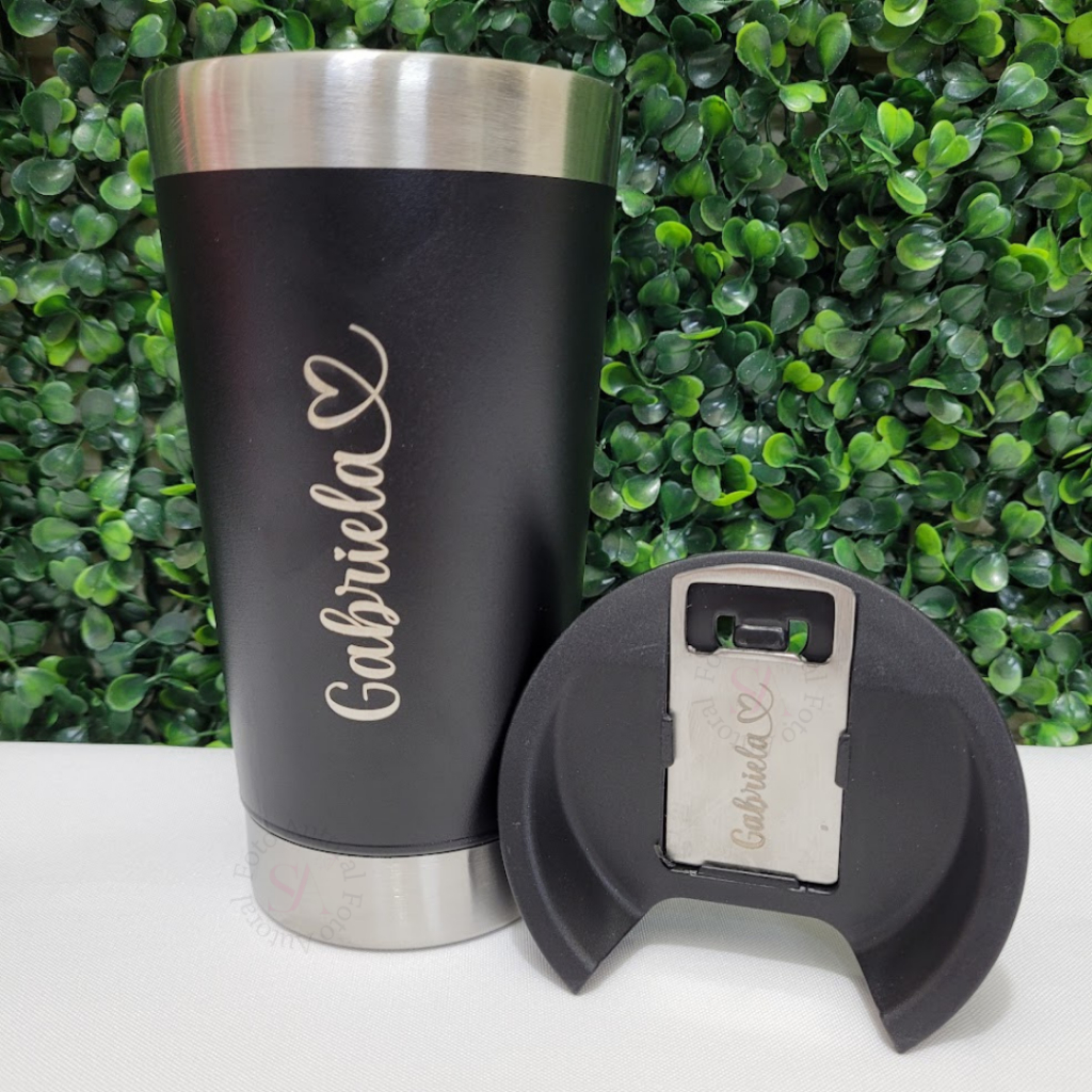 Copo Térmico com Nome com Coração Várias Cores Abridor de Garrafas