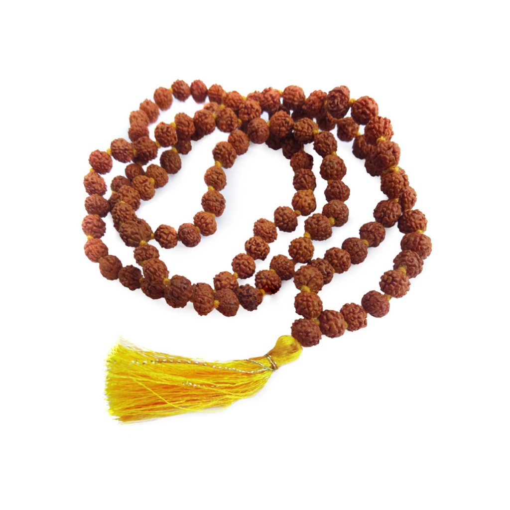 Mala Di Rudraksha 8mm - Vera Collana Japa Mala In Semi Naturali Per Meditazione, Con 108 Perle, Protezione Energetica E Regalo Spirituale