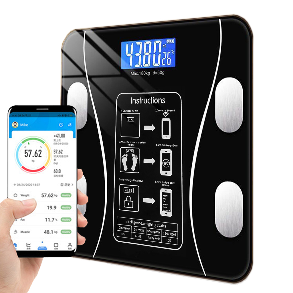 Balança Corporal Bioimpedância Profissional Bluetooth 180Kg Pilhas ...