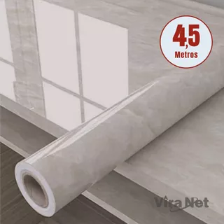 Papel de Parede Mármore Acinzentado Adesivo Autocolante 4,5m x 0,60cm Sala Quarto