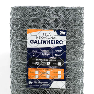 TELA HEXAGONAL GALINHEIRO TAG MALHA 2" FIO BWG 18 (1,24mm) RL 50X0,8m