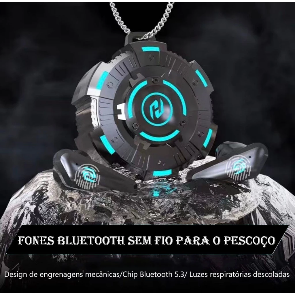 X35 Fones de ouvido 5.3 Bluetooth sem fio com luzes elegantes, para usar no pescoço