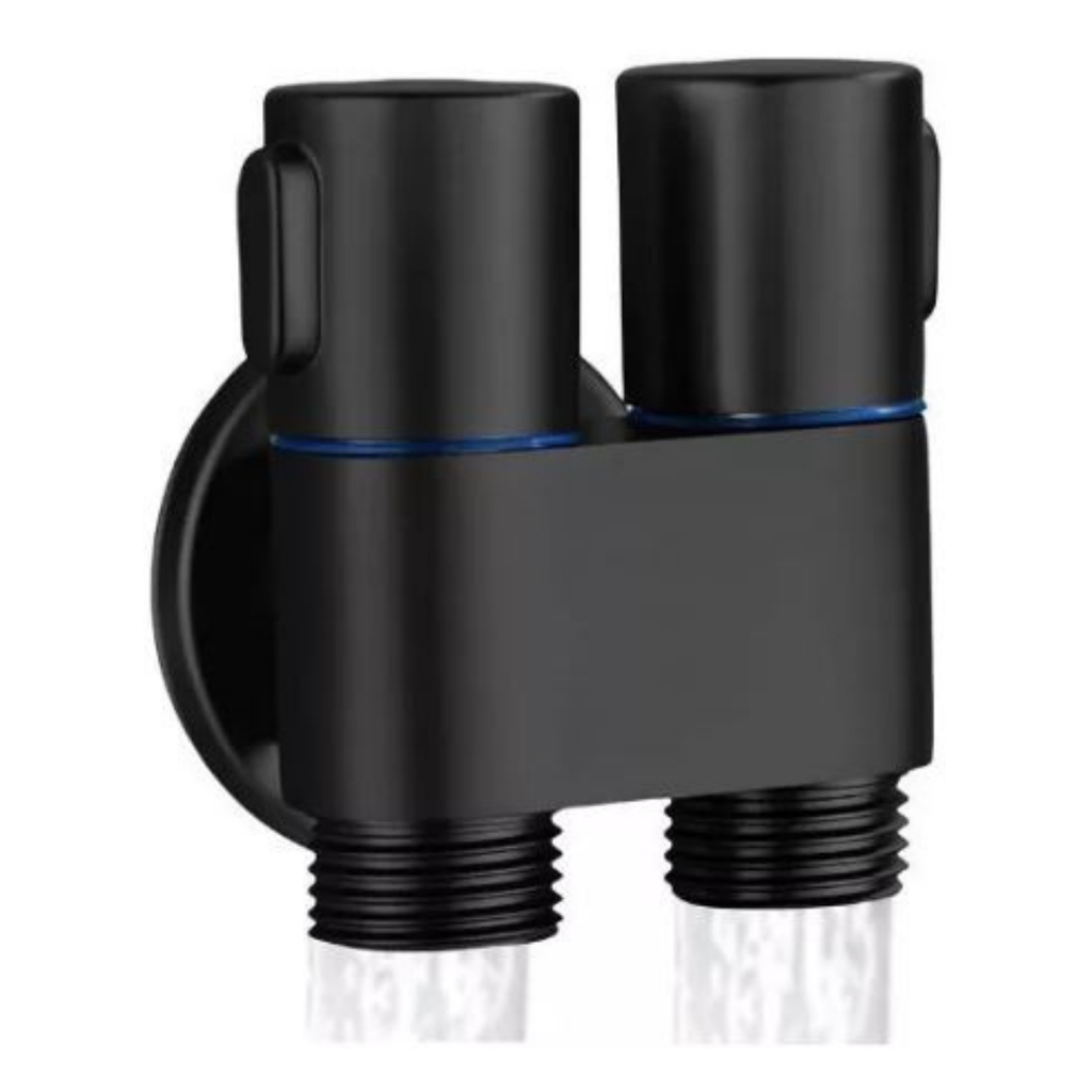 Registro Ducha 2 Saída Dupla Para Ducha Higiênica / Maquina De Lavar Preto