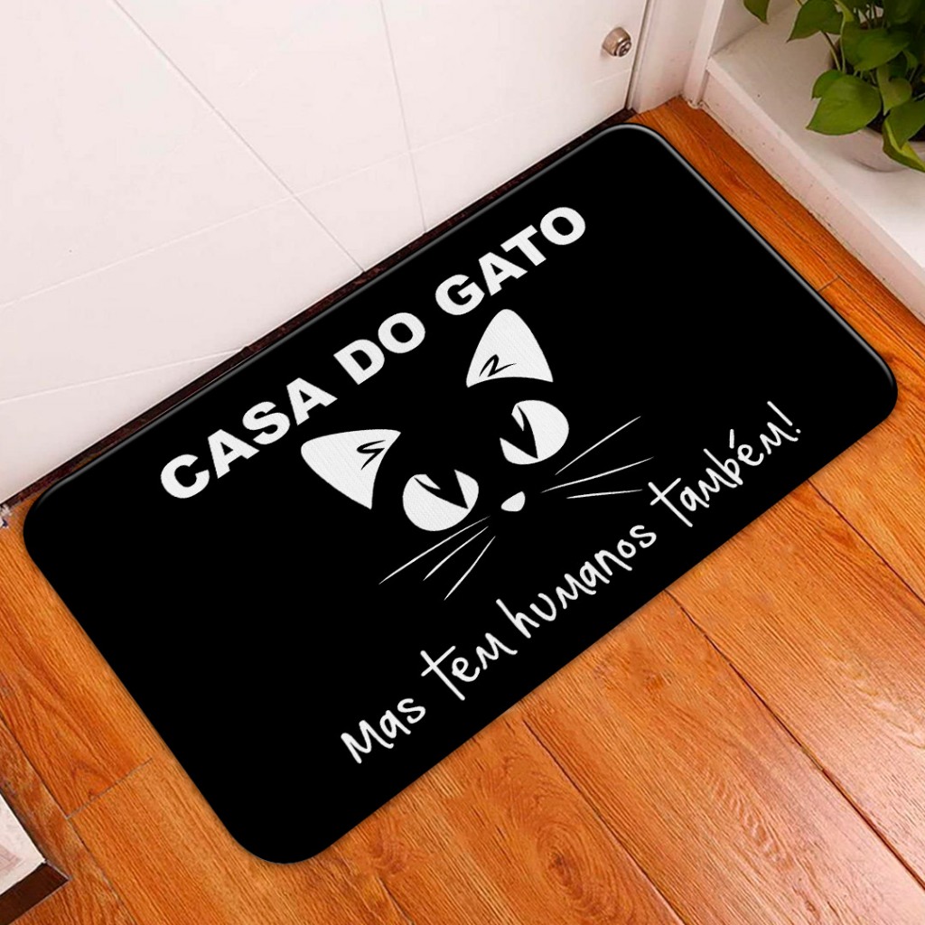 Tapete Porta Frases Antiderrapante Emborrachado 35x60cm - Casa do Gato