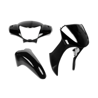 Kit 3 Peças Bico Frontal Carenagem do Farol Paralama Dianteiro Preto Biz 100 2012 2013 2014 2015 2016/ Biz 110 2016 a 2017