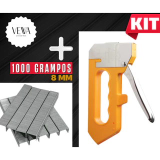 Kit Grampeador de Tapeceiro Alta Pressão Manual + 1000 grampos 8MM