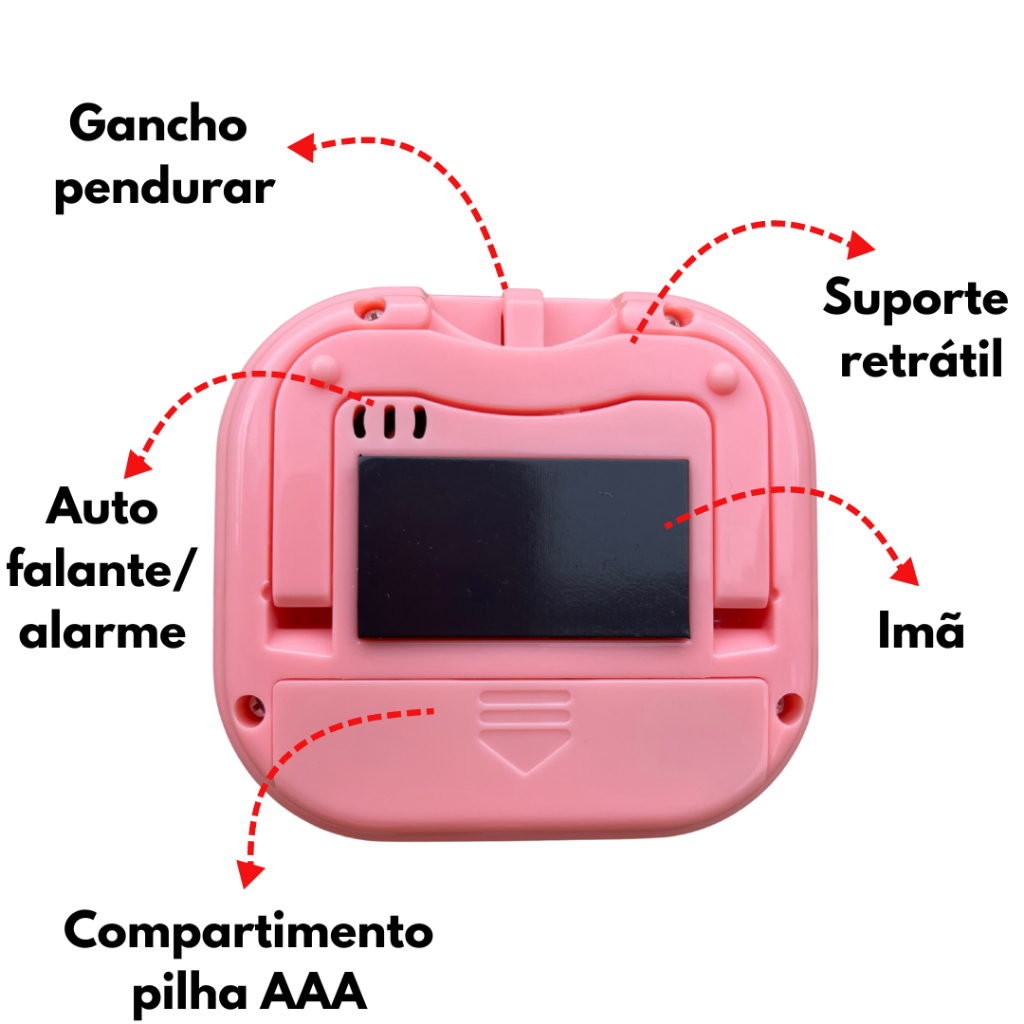 Imagem do produto Timer Temporizador Cronometro Digital De Cozinha Mesa Para Baixo Ou Para Cima Com Imã Geladeira Números Grandes Conta 3