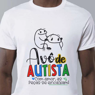 CAMISETA BRANCA AVÔ DE AUTISTA FLORK