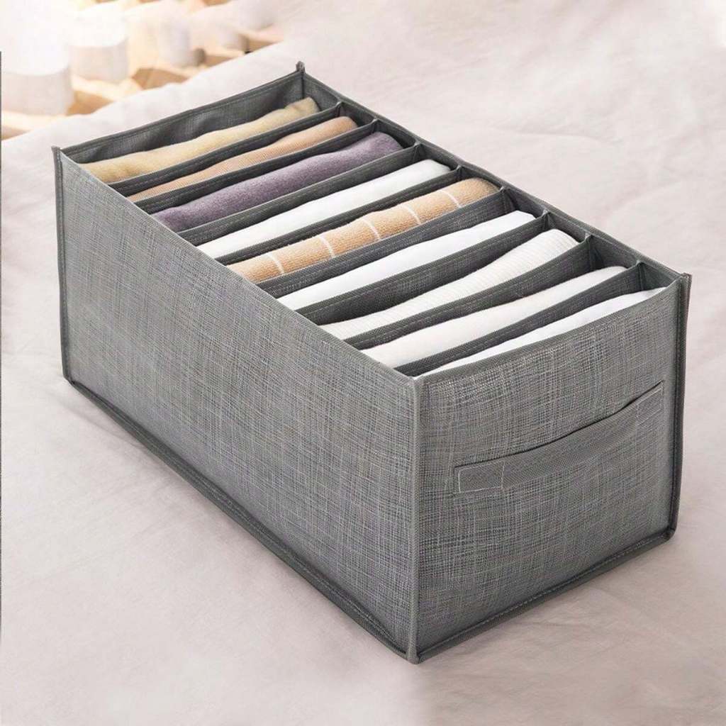 9 Divisórias Cinza Escuro Organizador Armazenamento De Calça Jeans Guarda Roupa Armário Closet Arrumados Separador De Roupa Caixa Multifuncional Para Roupas De Gaveta JD validade