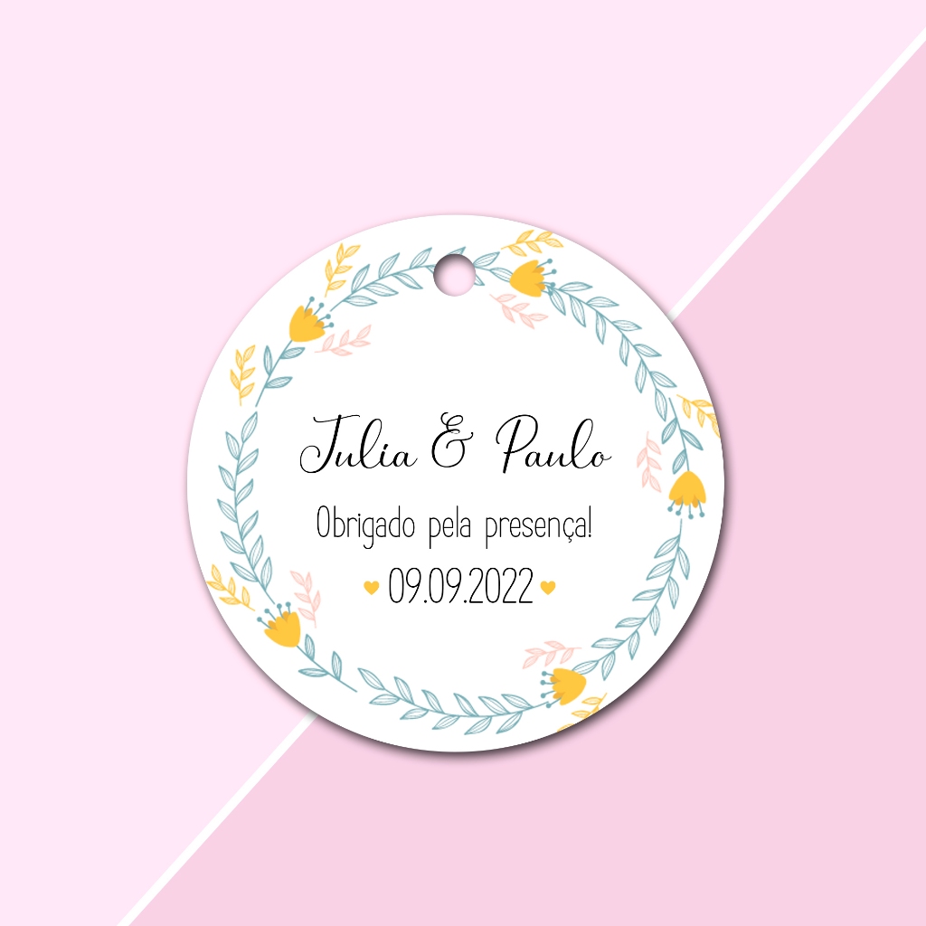 100 Tags Personalizadas tamanho 4,5x4,5cm Papel offset Formato Redondo ...