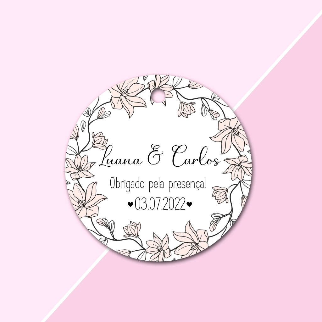 100 Tags Personalizadas tamanho 4,5x4,5cm Papel offset Formato Redondo ...