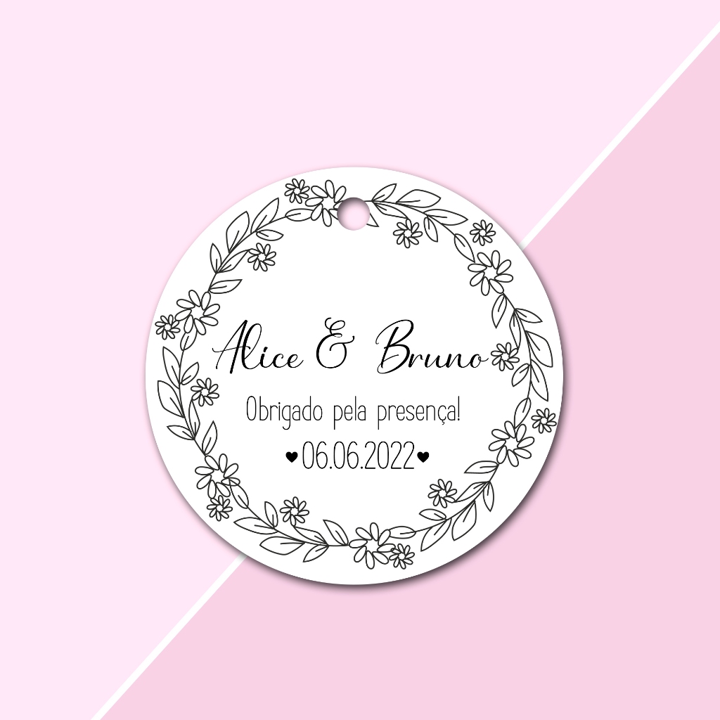100 Tags Personalizadas tamanho 4,5x4,5cm Papel offset Formato Redondo ...