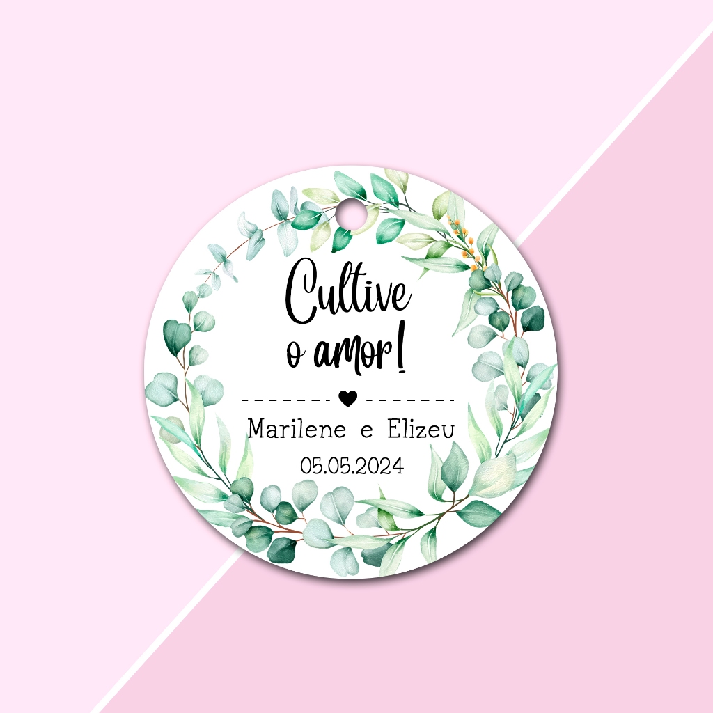100 Tags Personalizadas tamanho 4,5x4,5cm Papel offset Formato Redondo ...