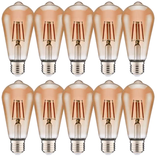 Kit 10 Lâmpadas Filamento Led ST64 4w Fumê Bivolt Luz Amarela - Elgin