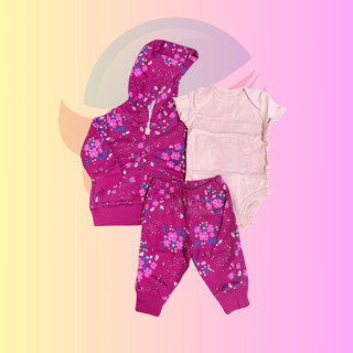 Kit Três Peças Carter's - Pink Florido em Oferta na Shopee