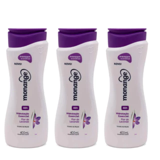 Kit com 03un Hidratante Desodorante Monange Flor de Lavanda com 400ml