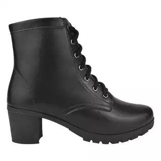 Bota Feminina Conforto Coturno Cano Curto Salto Médio Grosso