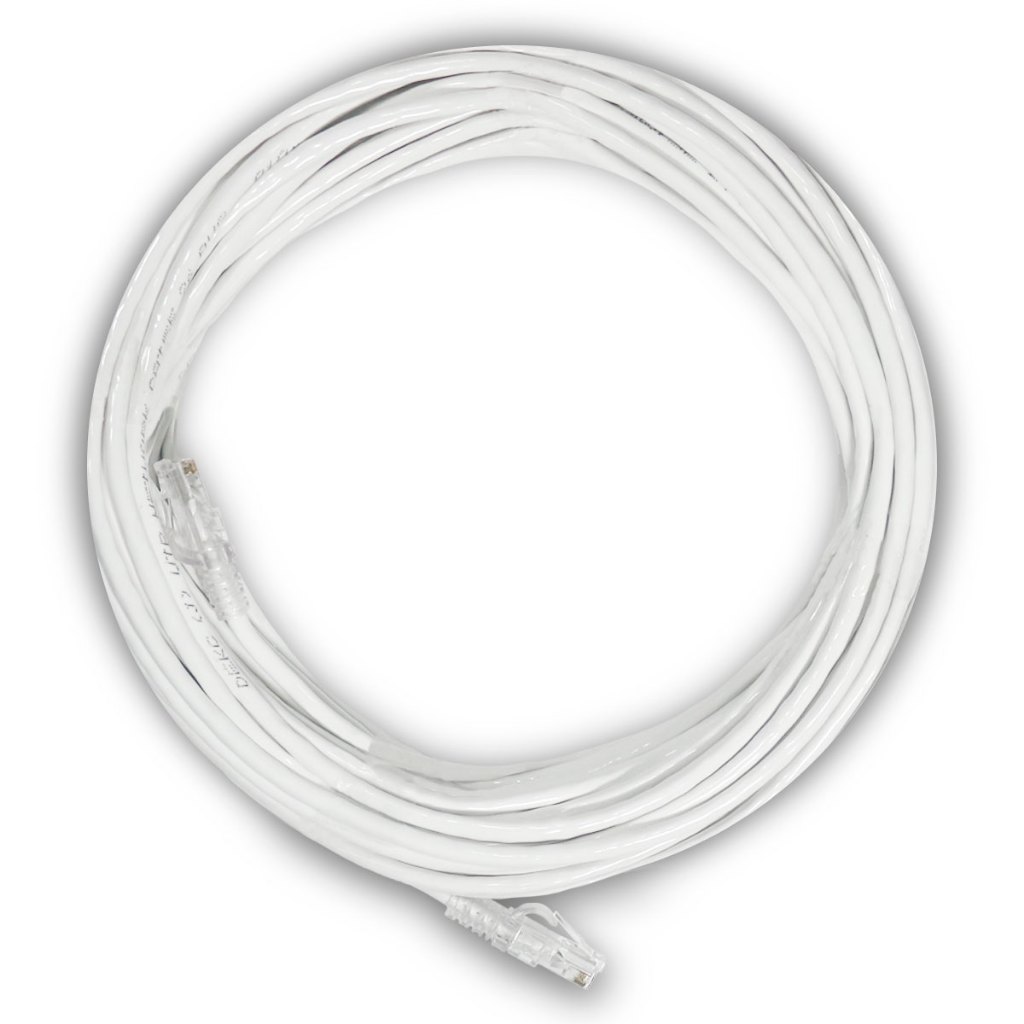 Cabo de Rede CAT5e 15 Metros 15m Branco UTP Crimpado Testado LAN CFTV