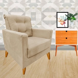 Poltrona Opaly Estofadas Tecido Suede Confortavel Para Recepção Clinica Salão de Beleza Descanso Visammer