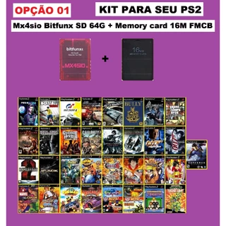 Mx4sio Bitfunx SD 64G com jogos de ps2 + Memory card 16M com FMCB