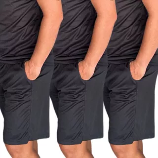 3 Shorts kit Masculino Dry Fit Moda Fitness Bermuda com Cordão e Elástico e bolso lateral Praia Academia