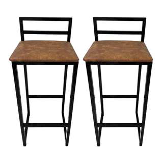 Kit 2 Banqueta Alta/Baixa Quadrada Estilo Industrial Banco Casa Balcão Cozinha Sala Mesa Promoção