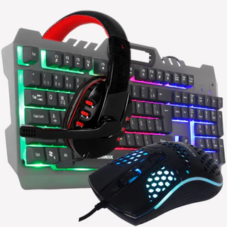 Kit Gamer Teclado Semi Mecânico Multimídia Mouse e Headset P2 Anti-Ghost Usb Pc Computador Notebook
