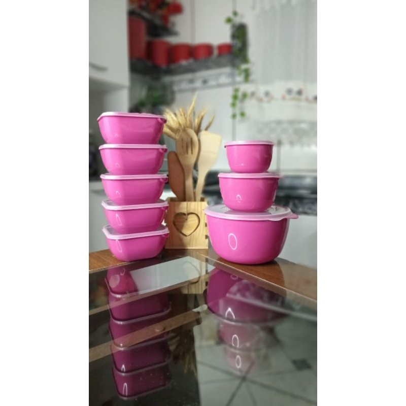 Kit 5 pote quadrado + 3 bowl