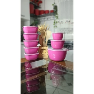 Kit 5 pote quadrado + 3 bowl
