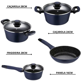 Conjunto jogo de panelas Oxford alumínio revestimento cerâmico indução - 4 peças