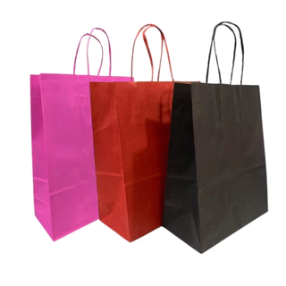 Sacolas de Papel Kraft Coloridas 10 Unidades Vários Tamanhos