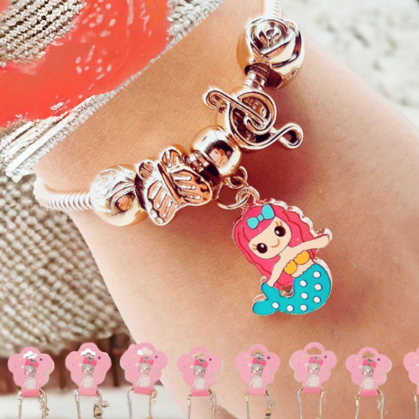 Pulseira Infantil Inspiração Pandora Berloques Sortida | Shopee Brasil