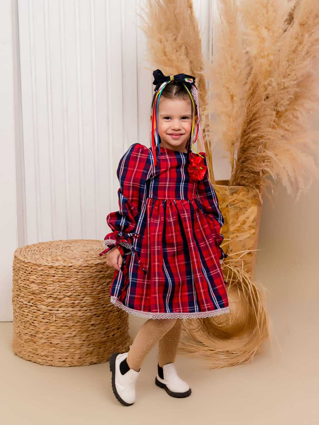 Vestido Xadrez Vermelho Infantil Quadrilha Xadrez Infantil Vestido