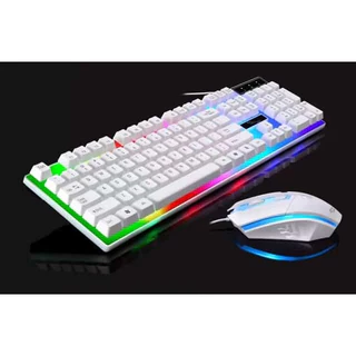 Kit Teclado e Mouse Gamer LED RGB Com Fio Usb Branco Original