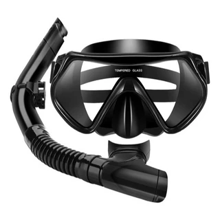 Kit Máscara de Mergulho Profissional Snorkel Ajustável Lente Anti Embaçante