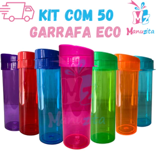 Kit 50 - Garrafa Eco World 475 mL várias cores - Garrafa de água