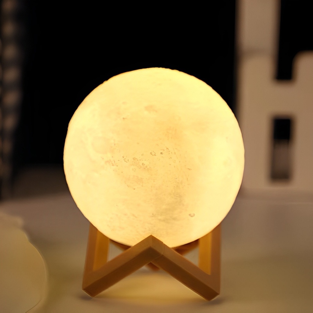Luminária De Lua Cheia 3d Led Abajur Decoração