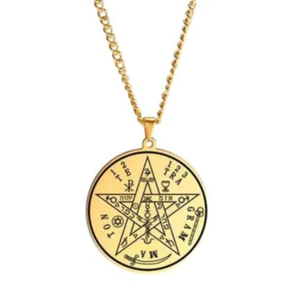 Corrente Pingente Tetragrammaton Pentagrama Salomão Wicca Aço Inoxidável ALP01