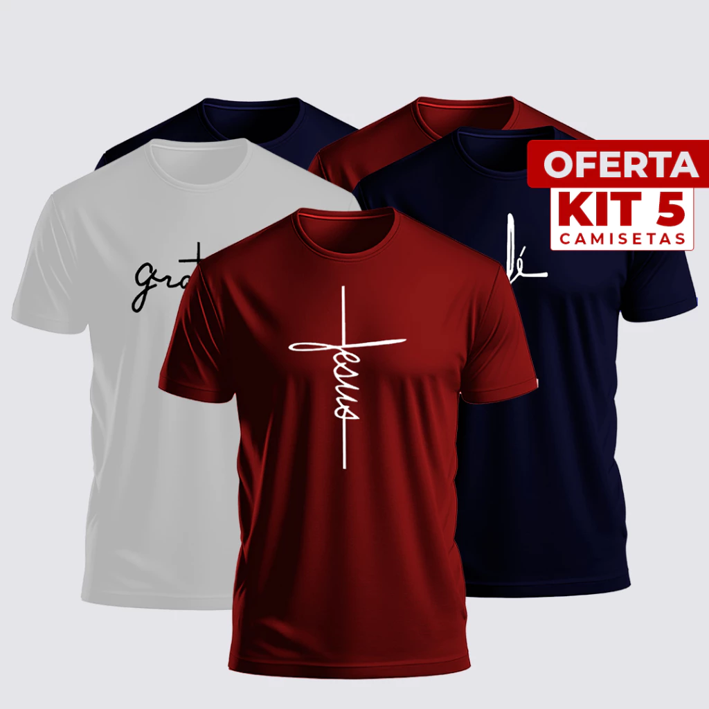 Kit 3 Camisa, Camiseta Plus Size Religiosa - 100% Algodão