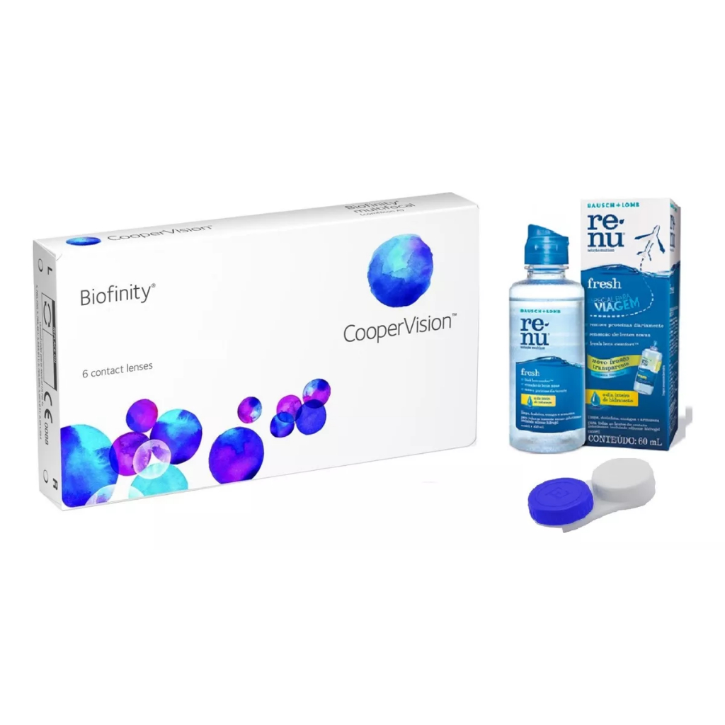 Lente De Contato Biofinity Coopervision com estojo e RENU60ML