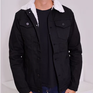 Jaqueta Preta Masculina Forrada