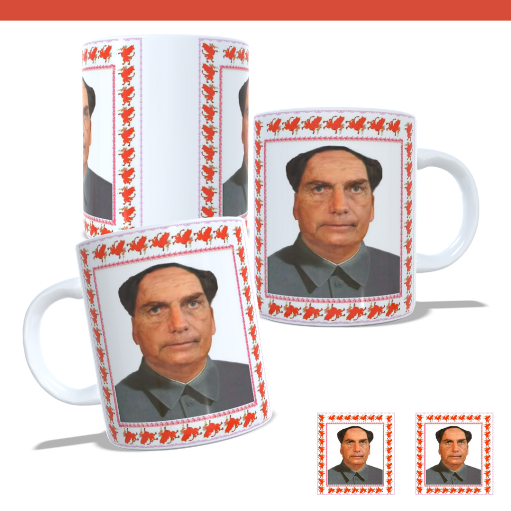 Caneca Meme Personalizada Bolso mao tse tung - bolsonaro calvo - Versão 2 + Caixa de presente branca