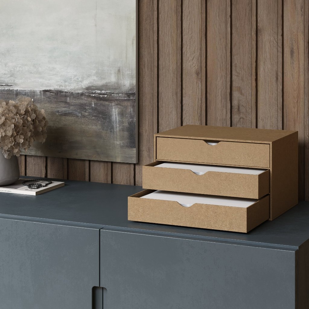 Gaveteiro De Mesa Office A4 Organizador De Papel Com Gaveta