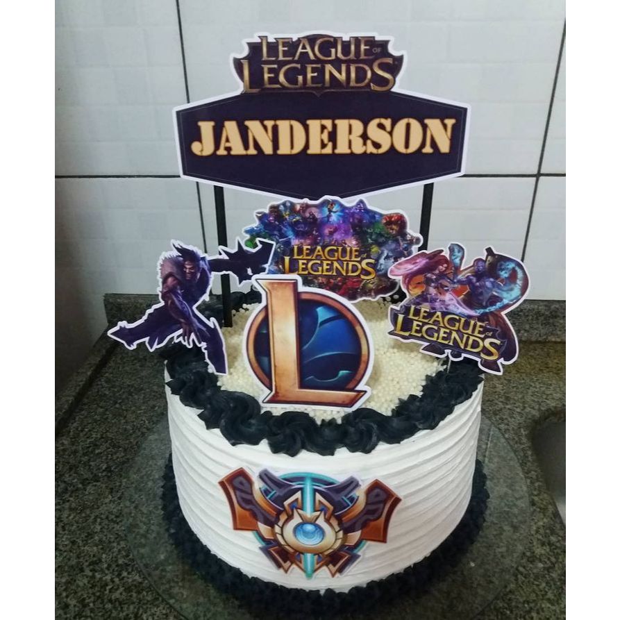 topo de bolo league of legends - topper de aniversário personalizado ...
