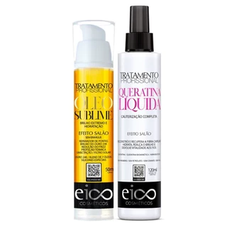 Eico Óleo Reparador Sublime Brilho Nutrição 50ml + Queratina Liquida Reconstrução Salva Cabelo 120ml